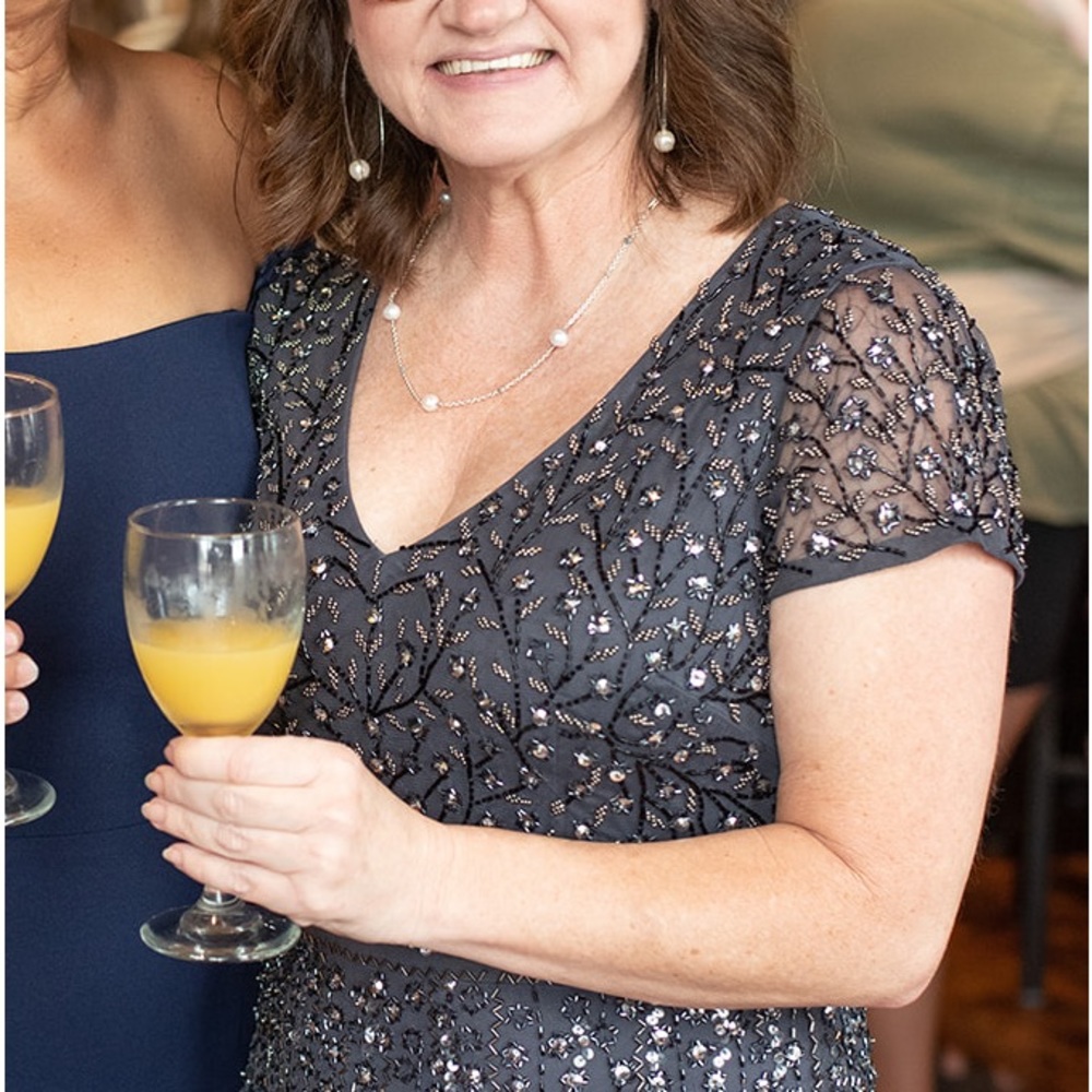 Full length beaded Navy Mother of the Bride formal - Picture 5 of 10